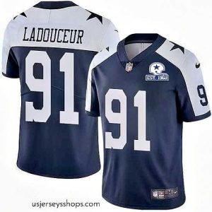 Sensational Nike Cowboys 91 L P  Ladouceur Navy Blue Thanksgiving Stitched With Established In 1960 Patch NFL Vapor Untouchable Limited Throwback Jersey
