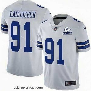 Sensational Nike Cowboys 91 L P  Ladouceur White Stitched With Established In 1960 Patch NFL Vapor Untouchable Limited Jersey