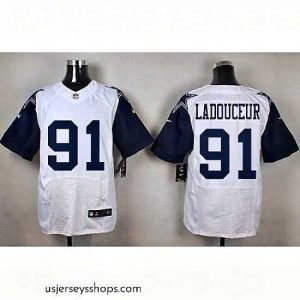 Stellar Nike Cowboys #91 L. P. Ladouceur White Mens Stitched NFL Elite Rush Jerseys