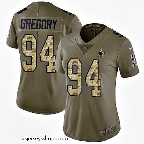 Breathtaking Nike Cowboys #94 Randy Gregory Olive Camo Womens Stitched NFL Limited 2017 Salute to Service Jersey