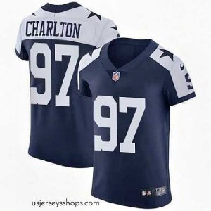 Enchanting Nike Cowboys #97 Taco Charlton Navy Blue Thanksgiving Mens Stitched NFL Vapor Untouchable Throwback Elite Jersey