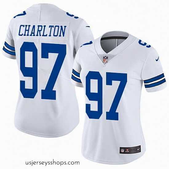 Stellar Nike Cowboys #97 Taco Charlton White Womens Stitched NFL Vapor Untouchable Limited Jersey