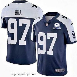 Sensational Nike Cowboys 97 Trysten Hill Navy Blue Thanksgiving Stitched With Established In 1960 Patch NFL Vapor Untouchable Limited Throwback Jersey
