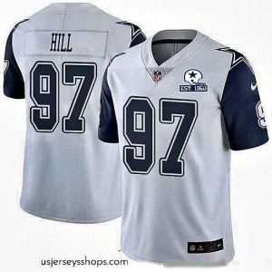 Exquisite Nike Cowboys 97 Trysten Hill White Stitched With Established In 1960 Patch NFL Limited Rush Jersey