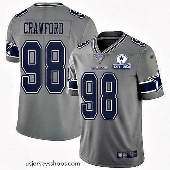 Stunning Nike Cowboys 98 Tyrone Crawford Gray Stitched With Established In 1960 Patch NFL Limited Inverted Legend Jersey