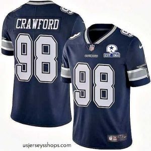 Glamorous Nike Cowboys 98 Tyrone Crawford Navy Blue Team Color Stitched With Established In 1960 Patch NFL Vapor Untouchable Limited Jersey