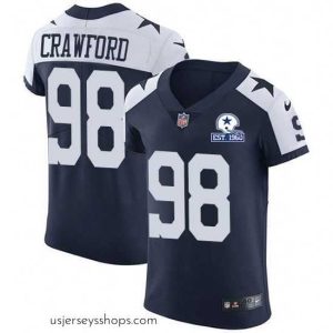 Exquisite Nike Cowboys 98 Tyrone Crawford Navy Blue Thanksgiving Stitched With Established In 1960 Patch NFL Vapor Untouchable Throwback Elite Jersey