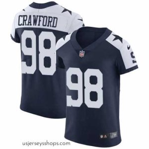 Stunning Nike Cowboys #98 Tyrone Crawford Navy Blue Thanksgiving Mens Stitched NFL Vapor Untouchable Throwback Elite Jersey