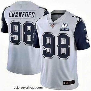 Alluring Nike Cowboys 98 Tyrone Crawford White Stitched With Established In 1960 Patch NFL Limited Rush Jersey