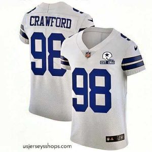 Glamorous Nike Cowboys 98 Tyrone Crawford White Stitched With Established In 1960 Patch NFL New Elite Jersey