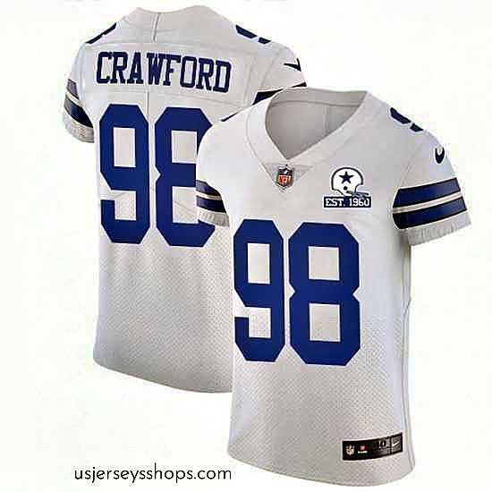 Glamorous Nike Cowboys 98 Tyrone Crawford White Stitched With Established In 1960 Patch NFL New Elite Jersey