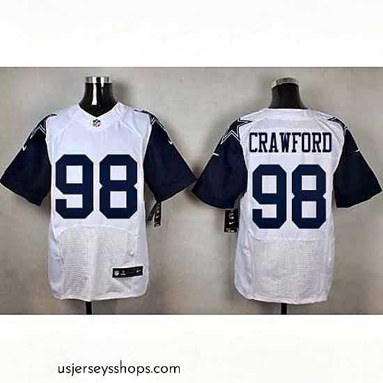 Exquisite Nike Cowboys #98 Tyrone Crawford White Mens Stitched NFL Elite Rush Jerseys
