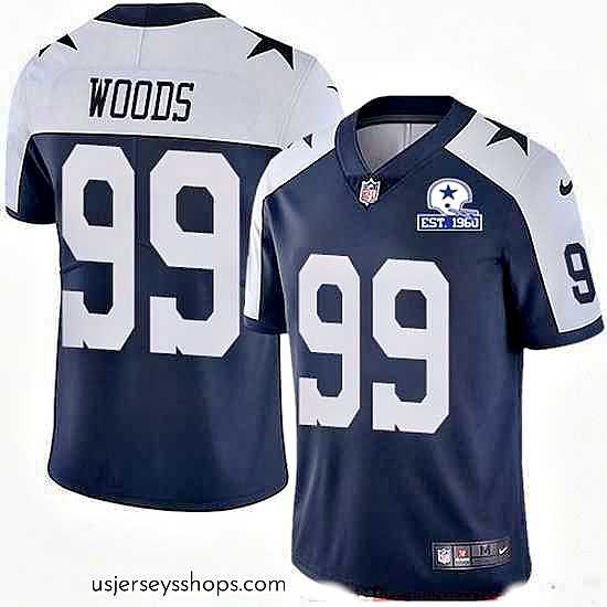 Alluring Nike Cowboys 99 Antwaun Woods Navy Blue Thanksgiving Stitched With Established In 1960 Patch NFL Vapor Untouchable Limited Throwback Jersey