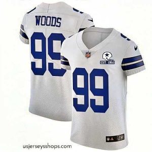 Exquisite Nike Cowboys 99 Antwaun Woods White Stitched With Established In 1960 Patch NFL New Elite Jersey