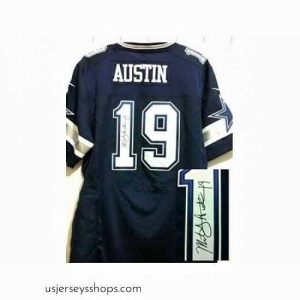 Exquisite Nike Dallas Cowboys 19 Miles Austin Blue Elite Signed NFL Jersey