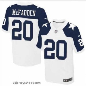 Magnificent Nike Dallas Cowboys #20 Darren McFadden White Thanksgiving Throwback Mens Stitched NFL Elite Jersey