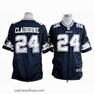 Stellar Nike Dallas Cowboys 24 Morris Claiborne Blue Game NFL Jersey