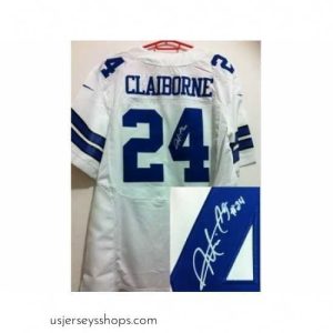 Breathtaking Nike Dallas Cowboys 24 Morris Claiborne White Elite Signed NFL Jersey