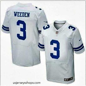 Stunning Nike Dallas Cowboys #3 Brandon Weeden White Mens Stitched NFL Elite Jersey