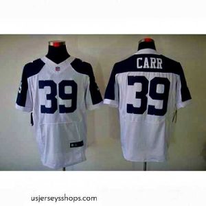 Breathtaking Nike Dallas Cowboys 39 Brandon Carr White Elite Thankgivings NFL Jersey