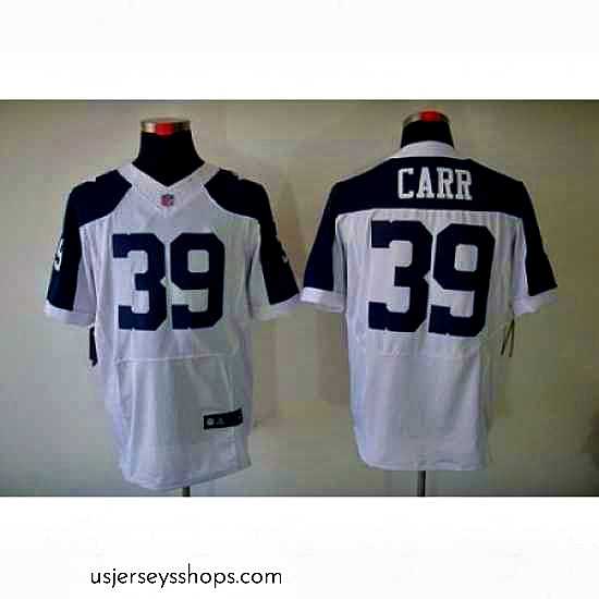 Breathtaking Nike Dallas Cowboys 39 Brandon Carr White Elite Thankgivings NFL Jersey
