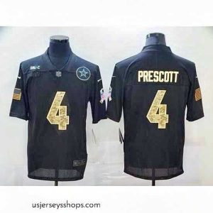 Alluring Nike Dallas Cowboys 4 Dak Prescott Black Camo 2020 Salute To Service Limited Jersey