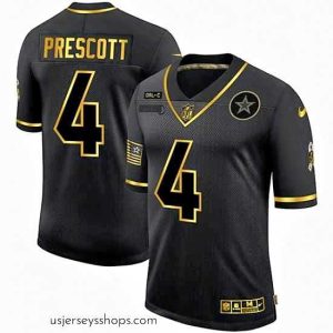 Alluring Nike Dallas Cowboys 4 Dak Prescott Black Gold 2020 Salute To Service Limited Jersey