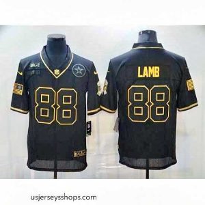 Stunning Nike Dallas Cowboys 88 Ceedee Lamb Black Gold 2020 Salute To Service Limited Jersey