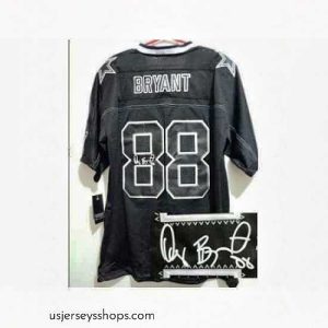 Breathtaking Nike Dallas Cowboys 88 Dez Bryant Black Elite Light Out Signed NFL Jersey