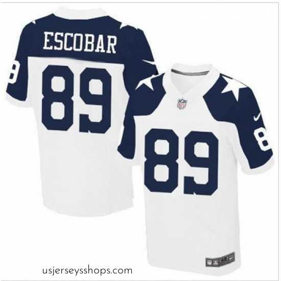 Stunning Nike Dallas Cowboys #89 Gavin Escobar White Thanksgiving Throwback Mens Stitched NFL Elite Jersey