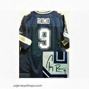 Enchanting Nike Dallas Cowboys 9 Tony Romo Blue Elite Signed NFL Jersey