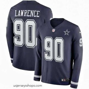 Alluring Nike Dallas Cowboys 90 Demarcus Lawrence Navy Therma Long Sleeve Jersey