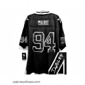 Glamorous Nike Dallas Cowboys 94 DeMarcus Ware Black Elite Light Out Signed NFL Jersey