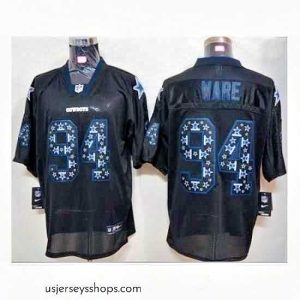 Magnificent Nike Dallas Cowboys 94 DeMarcus Ware Black Elite Lights Out Number With Team Logo NFL Jersey