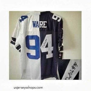 Alluring Nike Dallas Cowboys 94 DeMarcus Ware Blue White Elite Split Signed NFL Jersey