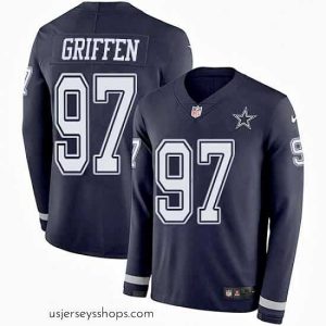 Magnificent Nike Dallas Cowboys 97 Everson Griffen Navy Blue Team Color Stitched NFL Limited Therma Long Sleeve Jersey