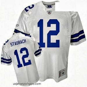 Exquisite Reebok Dallas Cowboys 12 Roger Staubach Premier EQT White Legend Throwback NFL Jersey