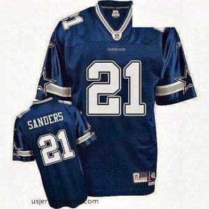 Exquisite Reebok Dallas Cowboys 21 Deion Sanders Navy Blue Team Color Premier EQT Throwback NFL Jersey