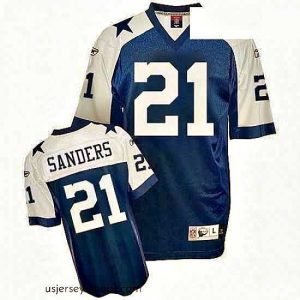Exquisite Reebok Dallas Cowboys 21 Deion Sanders Navy Blue Thanksgiving Premier EQT Throwback NFL Jersey