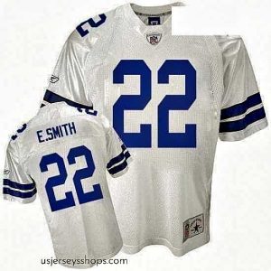 Exquisite Reebok Dallas Cowboys 22 Emmitt Smith Replica White Legend Throwback NFL Jersey