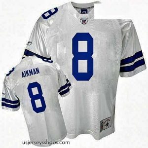 Glamorous Reebok Dallas Cowboys 8 Troy Aikman Premier EQT White Legend Throwback NFL Jersey