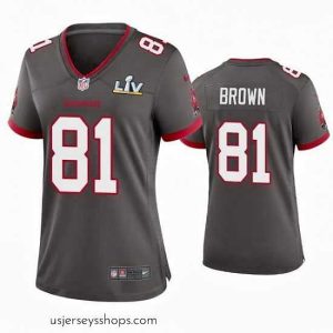 Breathtaking Antonio Brown Buccaneers Pewter Super Bowl Lv Game Jersey
