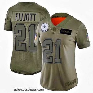 Stunning Cowboys 21 Ezekiel Elliott Camo Stitched Football Limited 2019 Salute to Service Jersey