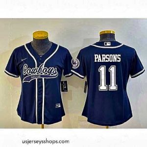 Exquisite Dallas Cowboys 11 Micah Parsons Navy With Patch Cool Base Stitched Baseball Jersey