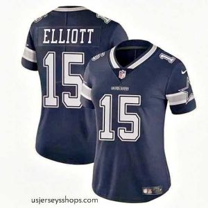 Sensational Dallas Cowboys 15 Ezekiel Elliott Navy Vapor Limited Stitched Football Jersey