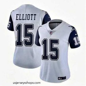 Breathtaking Dallas Cowboys 15 Ezekiel Elliott White 2024 Color Rush Limited Stitched Football Jersey