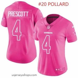 Exquisite Dallas Cowboys #20 Tony Pollard Pink Stitched NFL Jersey