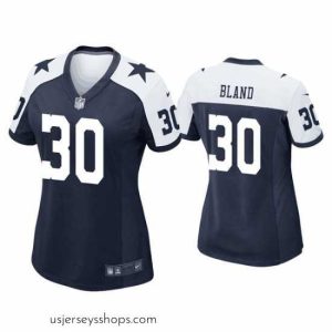 Stellar Dallas Cowboys 30 DaRon Bland Navy White Stitched Game Jersey