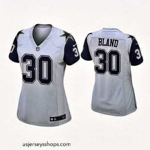 Stellar Dallas Cowboys 30 DaRon Bland White Navy Stitched Game Jersey