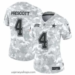 Sensational Dallas Cowboys 4 Dak Prescott 2024 F.U.S.E Arctic Camo Salute To Service Limited Stitched Football Jersey